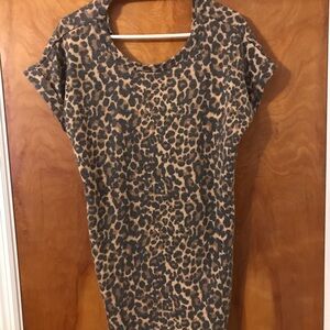 Leopard Print Short Sleeve Women's Dress - Tan & Black